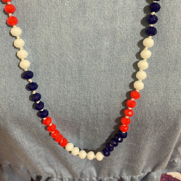 🎉❤️Red White Blue Beaded Necklace Adjustable NEW - Picture 2 of 3
